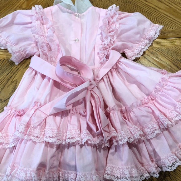 Lilo California Children’s Size 3 Pink Ruffle Lace 80s Party Dress Croquet - Picture 14 of 15